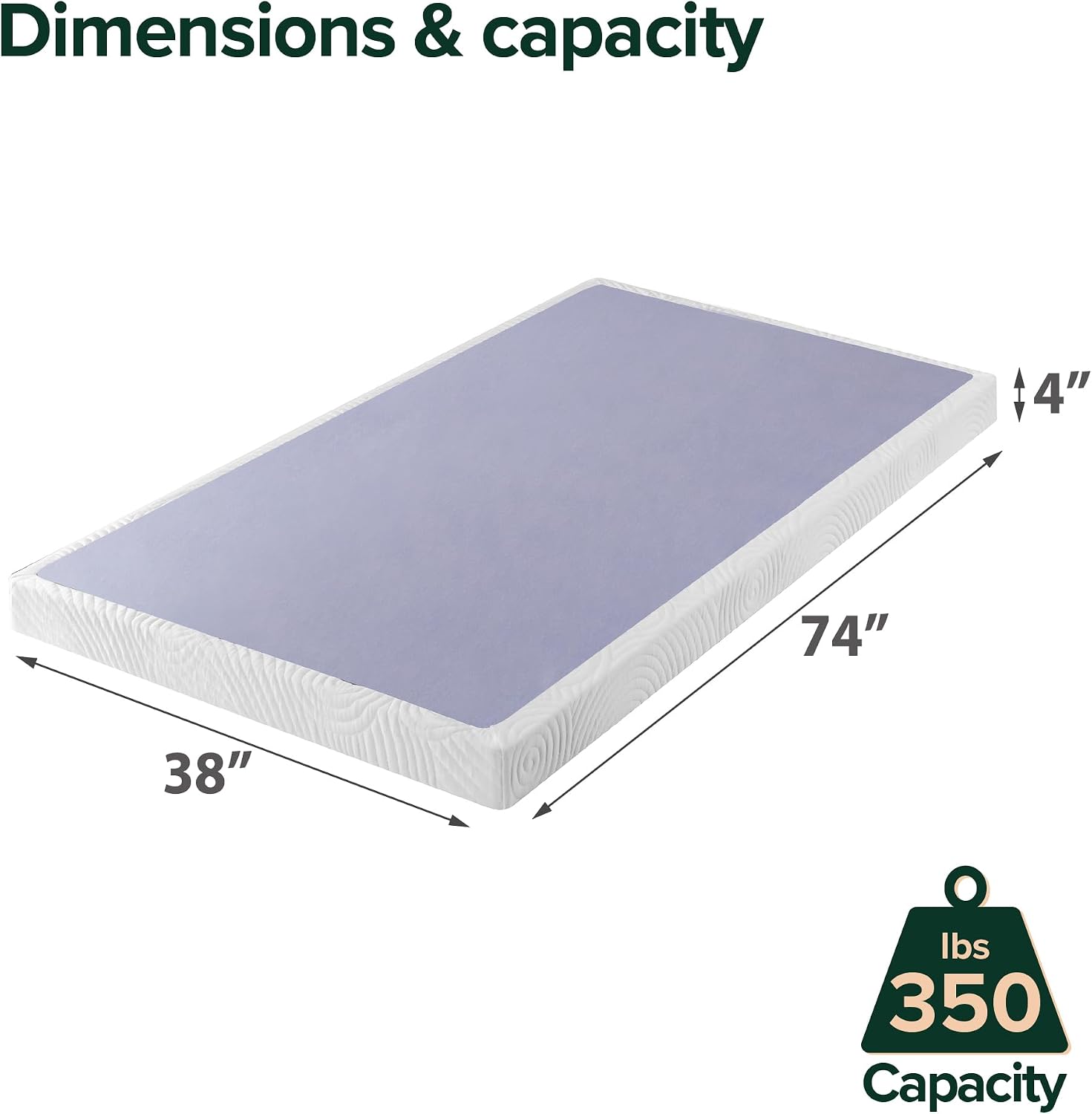 Zinus Edgar 4 Inch Wood Box Spring, Mattress Foundation, Sturdy Wood Structure, Low Profile, Easy Assembly, Twin