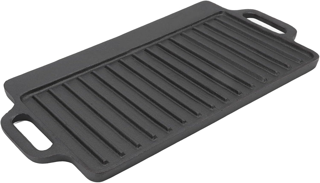 Cast Iron Heavy Duty Grill Griddle for Uniform Heating and Durable Cooking, for Steak, Chicken, Pancakes, Bacon and Eggs, with Easy Grip Handles, Stove Top Griddle for Household (51x23CM)