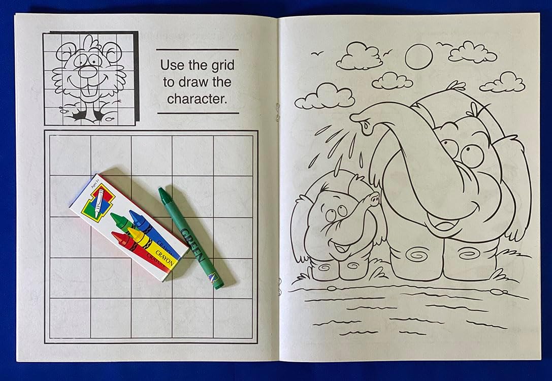 ZOCO – Fun Time – Custom Promotional Coloring Books (250 Bulk Pack, With Crayons) – Classroom Handout, Party Favors – Games, Puzzles, Activities for Kids