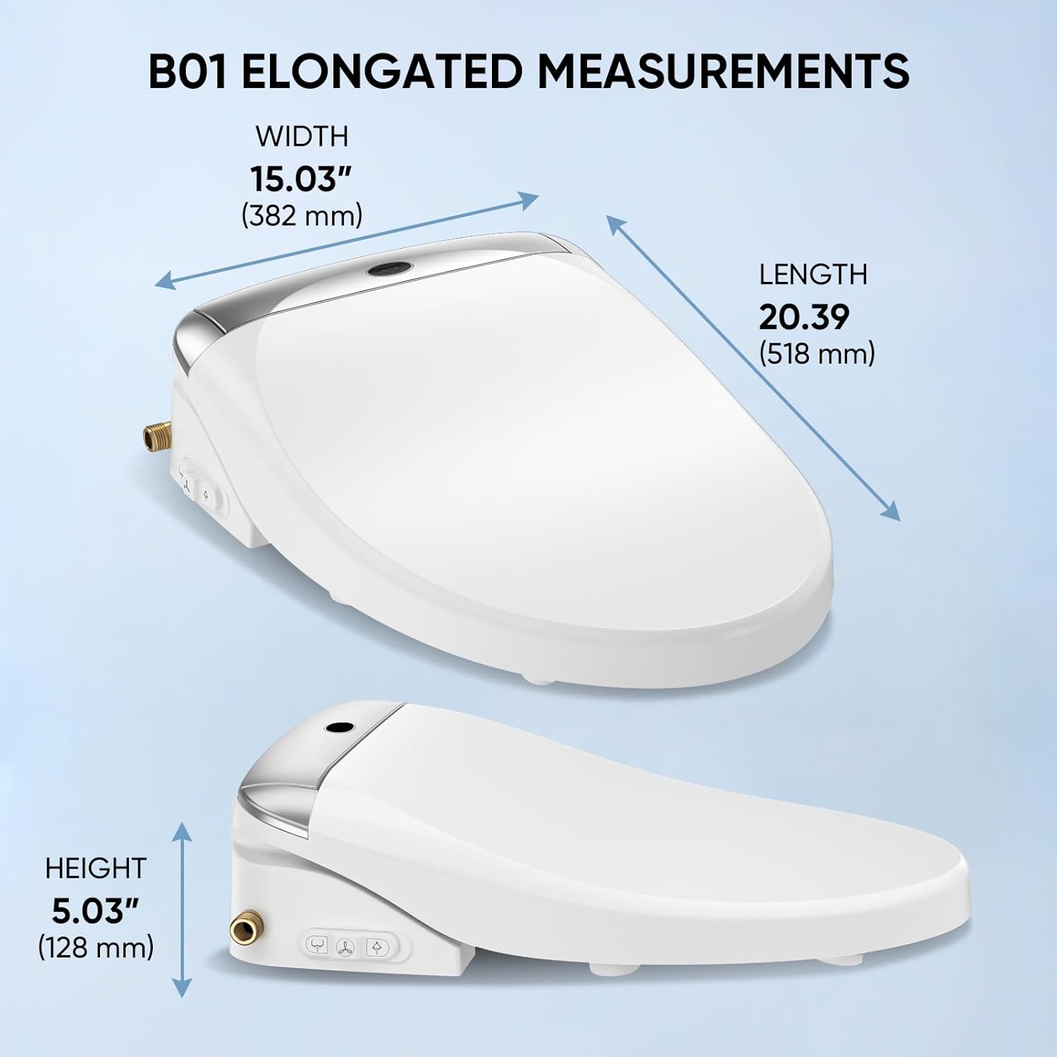 LEIVI Electric Bidet Toilet Seat with Wireless Remote and Side Panel, Multiple Spray Modes, Adjustable Heated Seat, Warm Water and Air Dryer, Auto LED Nightlight, Elongated