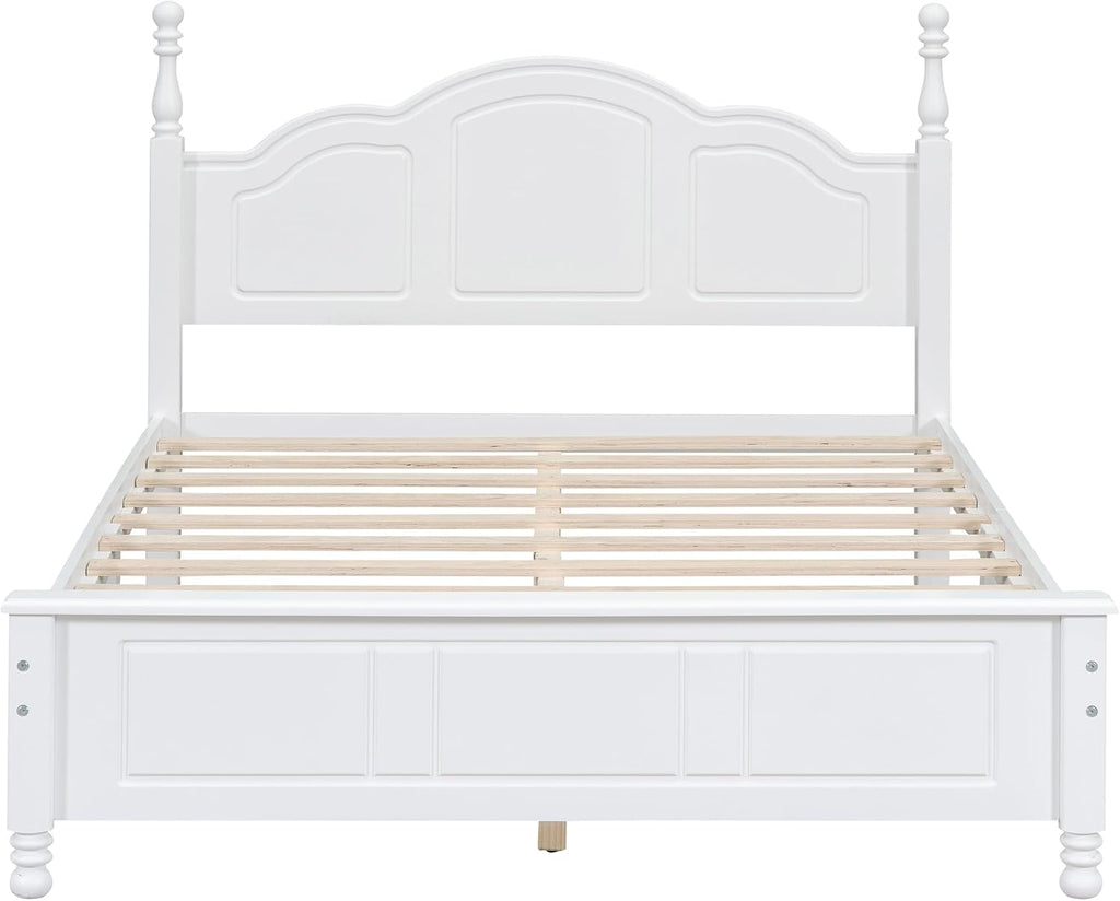 Retro Design 3-Pieces Bedroom Sets, Full Size Wood Platform Bed and 2 Nightstands with 2 Drawers and Sturdy Slats Support for Apartment Bedroom
