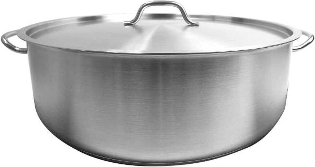 TrueCraftware- 30 Quart Stainless Steel Braiser Pot with Encapsulated Base and Cover - Heavy-Duty Brazier Pot Cookware Braiser for Soup Meat Bread Baking Dishwasher Safe and Oven Safe NSF Certified