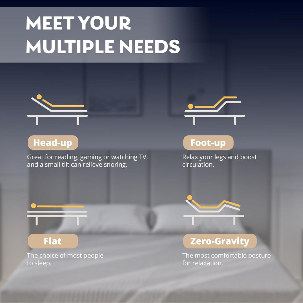 Dyonery Full Adjustable Bed Base Frame with Wireless Remote + 12 Inch Full Gel Memory Foam Mattress Bed in a Box, Head and Foot Incline, Zero Gravity, Fiberglass Free, 75' × 54'