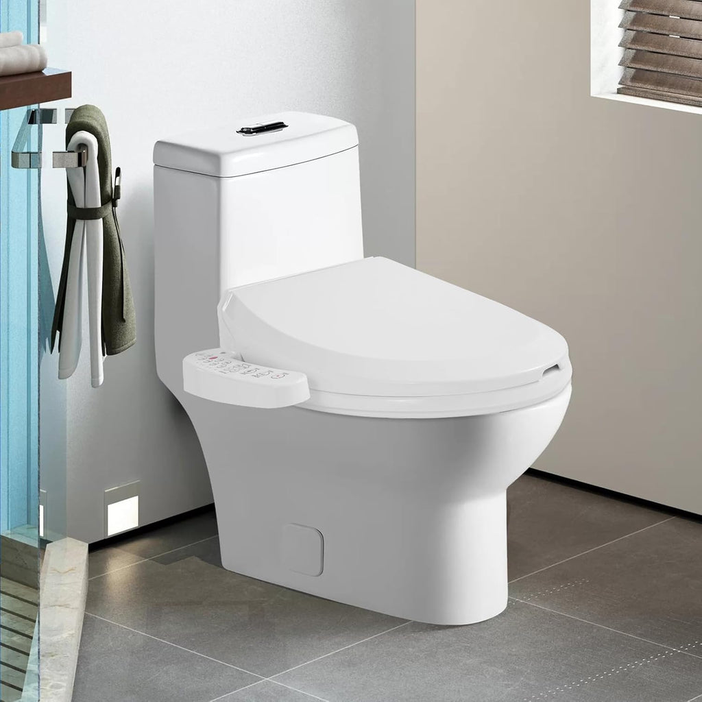 Bidet Toilet Seat, Electric Heated Toilet Seat with 2 Nozzle & Air Dryer & Heated Seat, Smart Bidet Warmer, Adjustable Temperature, Automatic Cleaning, Vibrating Flush, Easy-Install