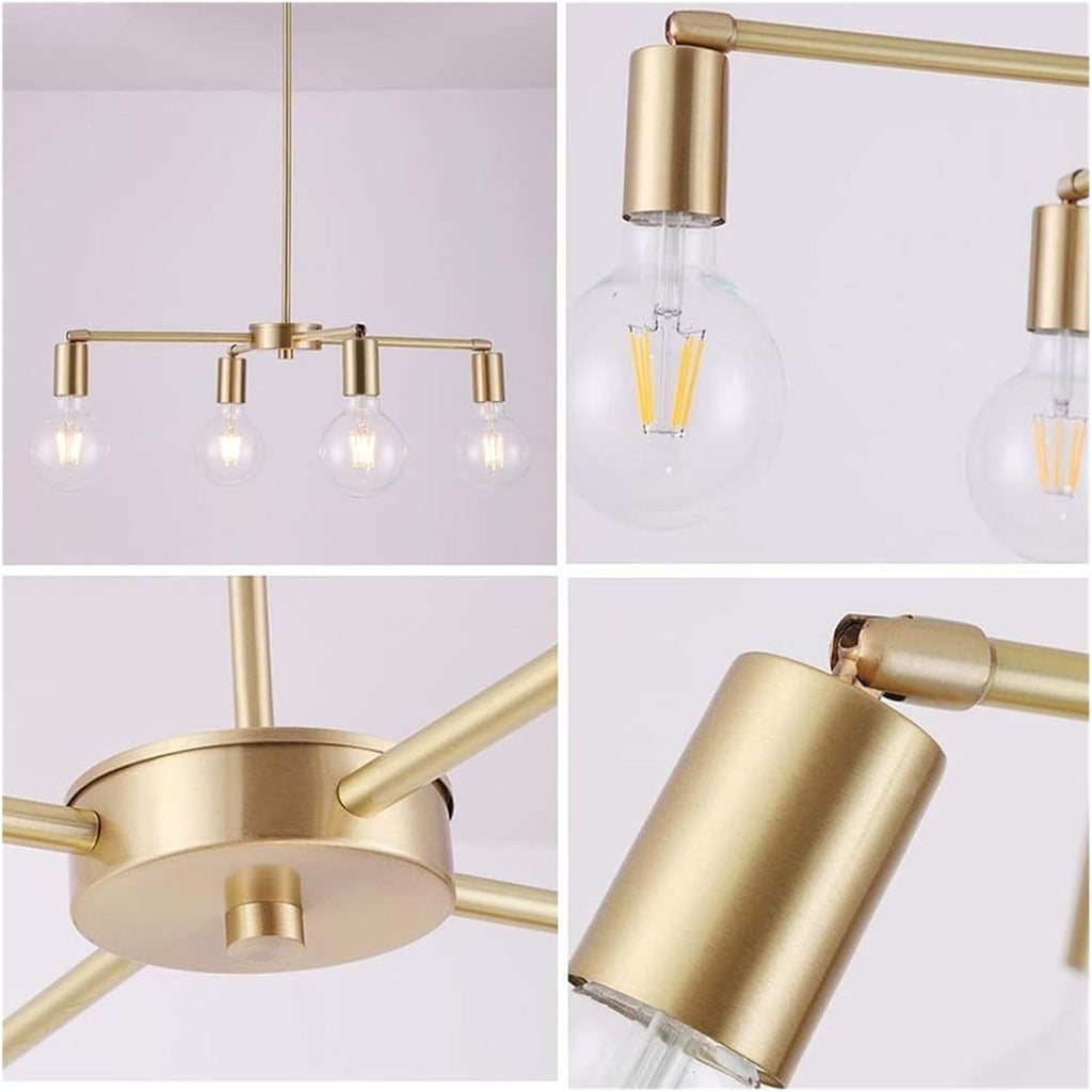 All Copper Restaurant 4 Light Source Modern Minimalist Living Room Bedroom Ceiling Lamp Small Chandelier, Lighting Chandelier