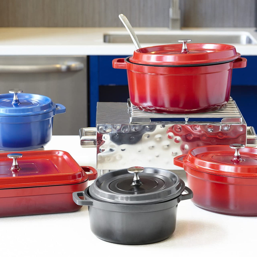 G.E.T. CA-005-Y/BK Heiss Energy-Efficient Cast Aluminum Braiser Pan/Casserole Dish, 3 Quart, Yellow