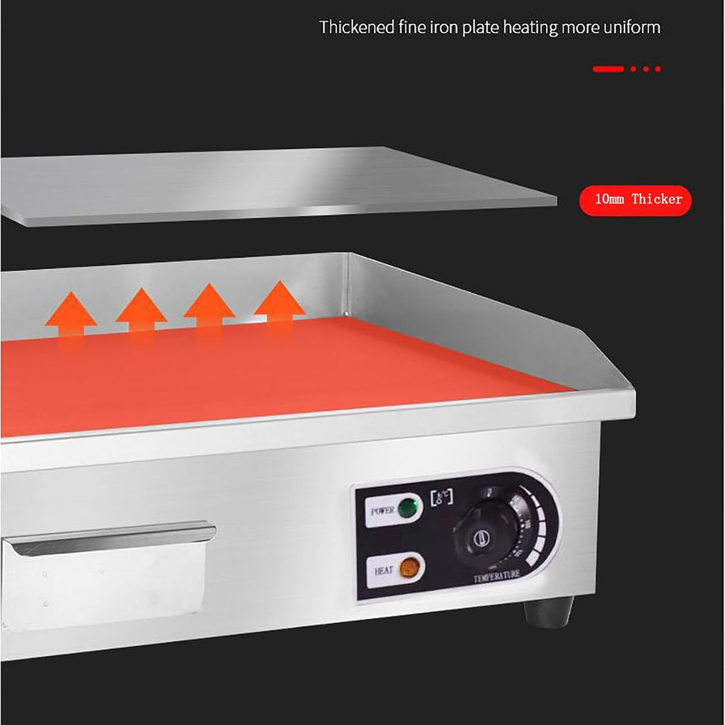 Commercial Electric Griddle 22'' Flat Top Grill Countertop Griddle 1500W Stainless Steel Grill Large Electric Griddles for Restaurant Kitchen
