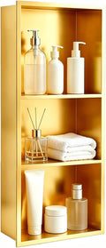 SaniteModar Shower Niche, Stainless Steel Shower Niche No Tile Needed, Recessed for Bathroom Storage (Brushed Gold, 12' x 30')