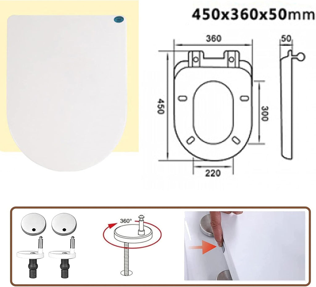 Toilet seat soft close toilet seat Smart Toilet Seat, Electric Bidet Toilet Seat, Heated Seat, Easy Install, Eco Power Save, Heated Toilet Seat Soft Close,Adjustable Temperature 33-48℃, D Shape