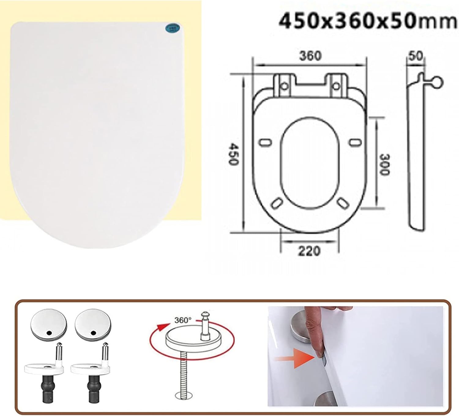 Toilet seat soft close toilet seat Smart Toilet Seat, Electric Bidet Toilet Seat, Heated Seat, Easy Install, Eco Power Save, Heated Toilet Seat Soft Close,Adjustable Temperature 33-48℃, D Shape