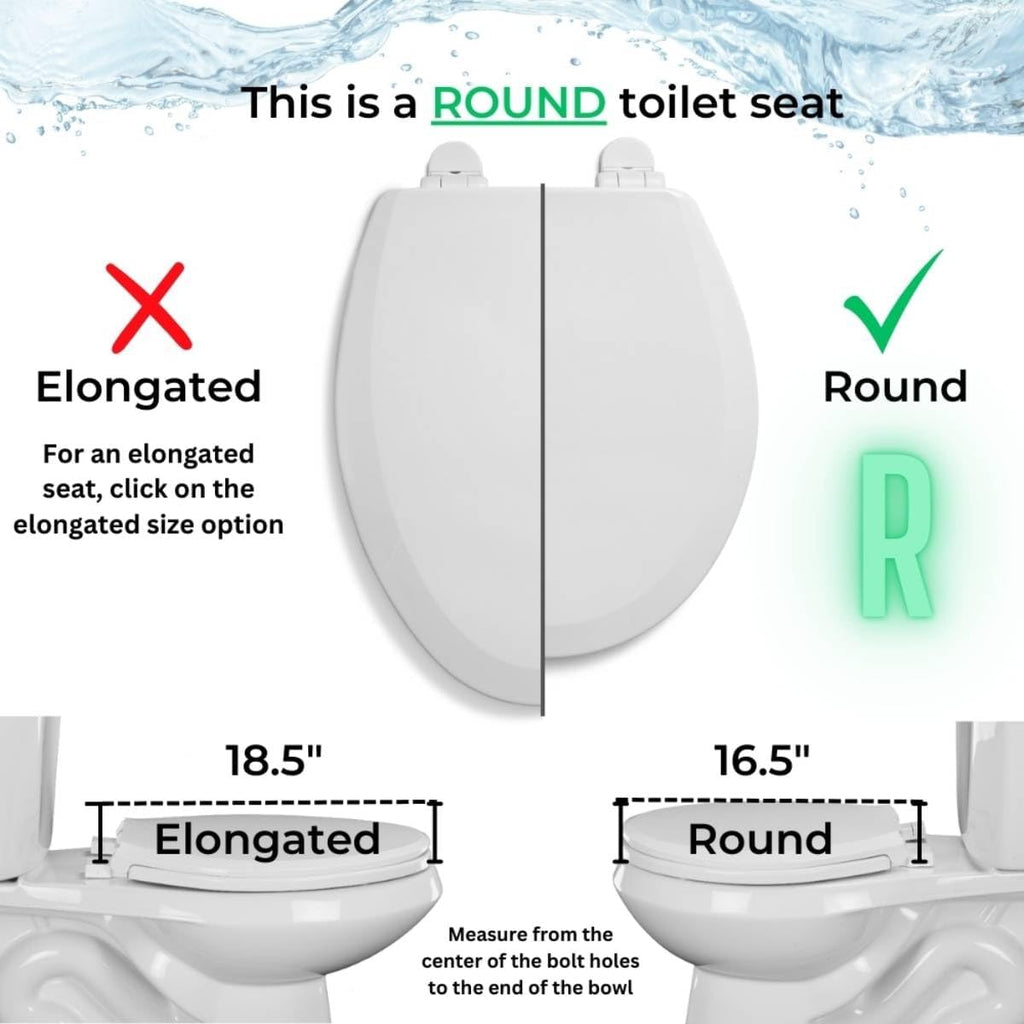 Centoco 6 Pack -Toilet Seat Round, Closed Front with Cover, Residential, Plastic, Made in the USA, 1200-001, White