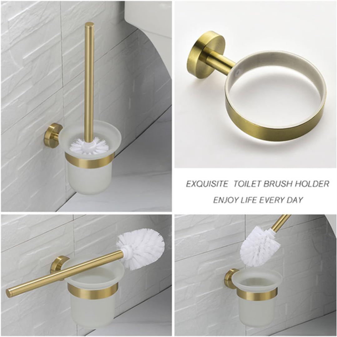 Toilet Brush Holder Wall Mount Wc Cleaning Brush Stainless Steel Bathroom Accessories Black Nickel Rose Gold Toilet Accessories(Brushed Nickel)