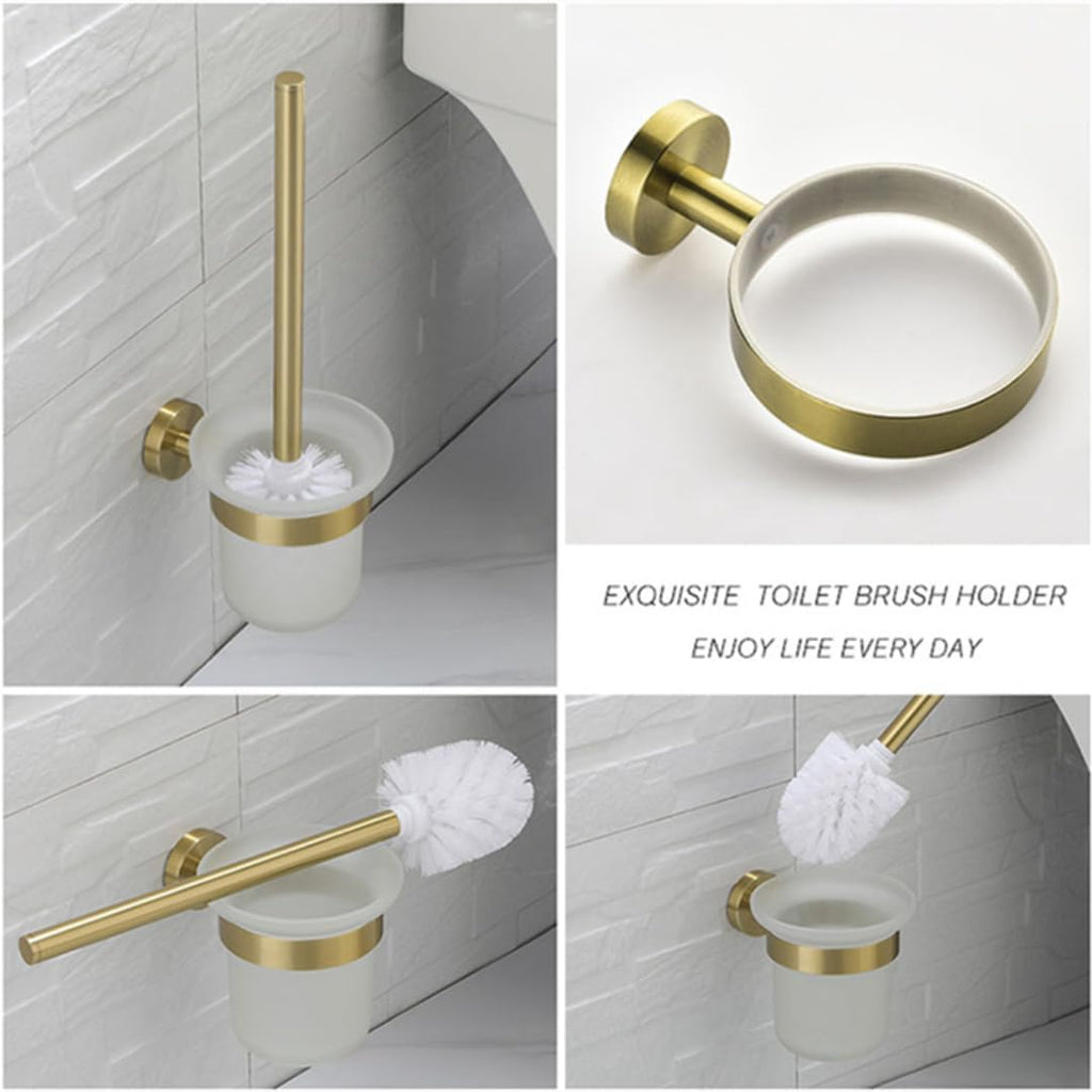 Toilet Brush Holder Wall Mount Wc Cleaning Brush Stainless Steel Bathroom Accessories Black Nickel Rose Gold Toilet Accessories(Matte Black)