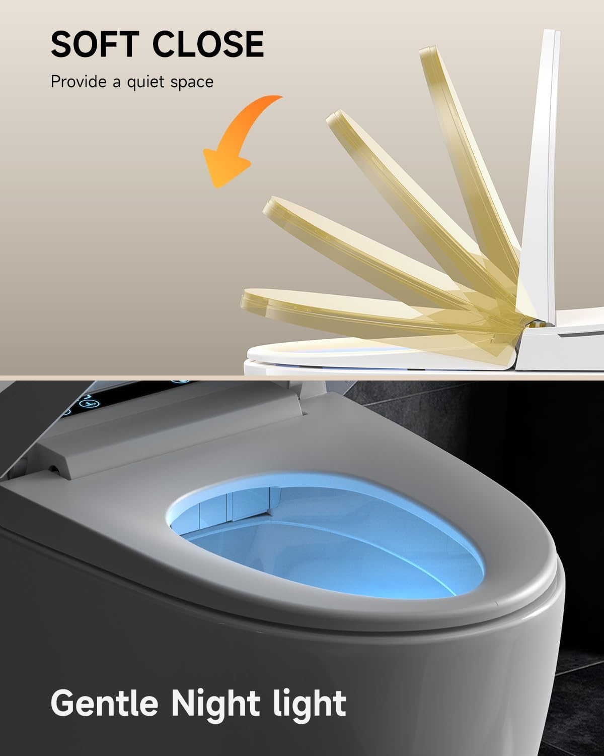 Smart Toilet with Built-In Bidet – Heated Toilet Seat, Warm Water Wash & Dryer, Auto Open/Close, Flush Sensor Operation, LED Display, Remote Control, One-Piece Modern Toilet, 1.28 GPF