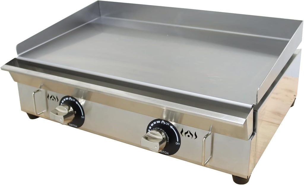 Commercial Stainless Steel LPG Gas Griddle Grill, 28.9' x 16.1' Flat Top Countertop Griddle for Steak, Pancakes & Teppanyaki, 2800Pa, Home & Outdoor Use