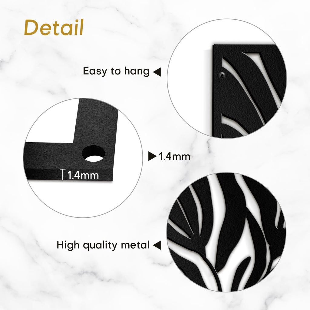 SIGNLEADER Metal Wall Art Decor Olive Tree Minimalist Modern Abstract Wall Sculpture Hangings Home Decoration for Living Room, Bedroom, Bathroom, Kitchen, Outdoor - 30' Black