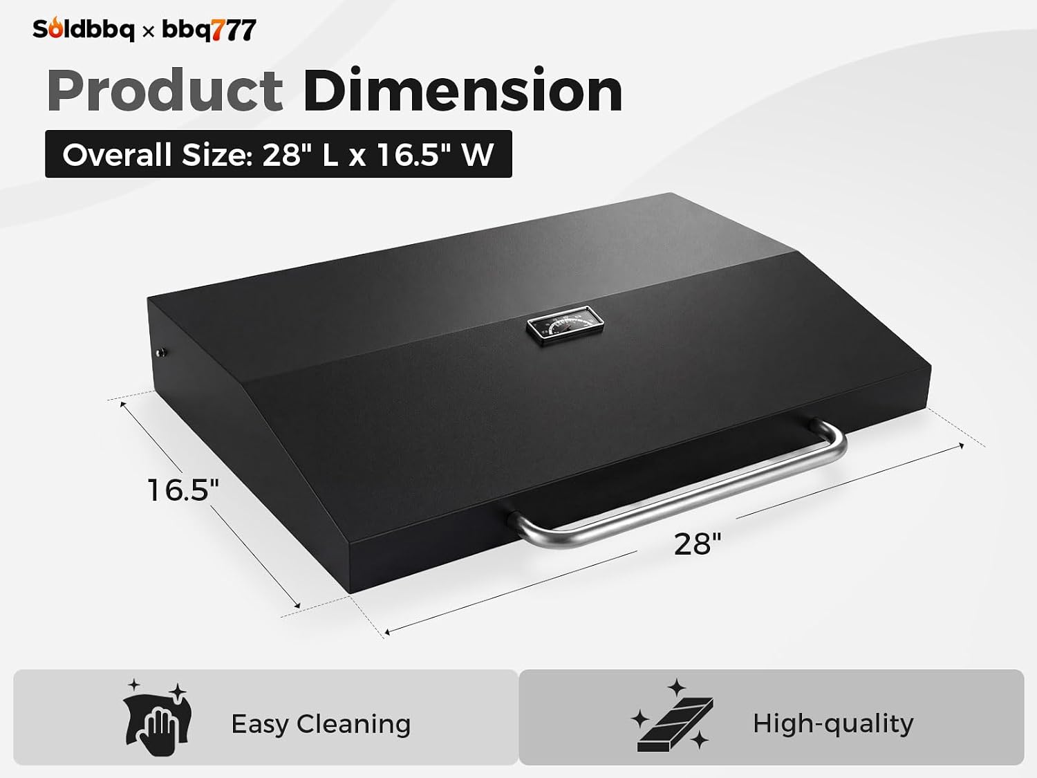 Upgrade Hinged Lid w/Thermometer for Blackstone 28'' Griddle Hard Cover Flat Top Lid for Blackstone 1517 1605 1853 1856 1839 2145 1803 1885 1983 1924 2094 28' Griddle Cover