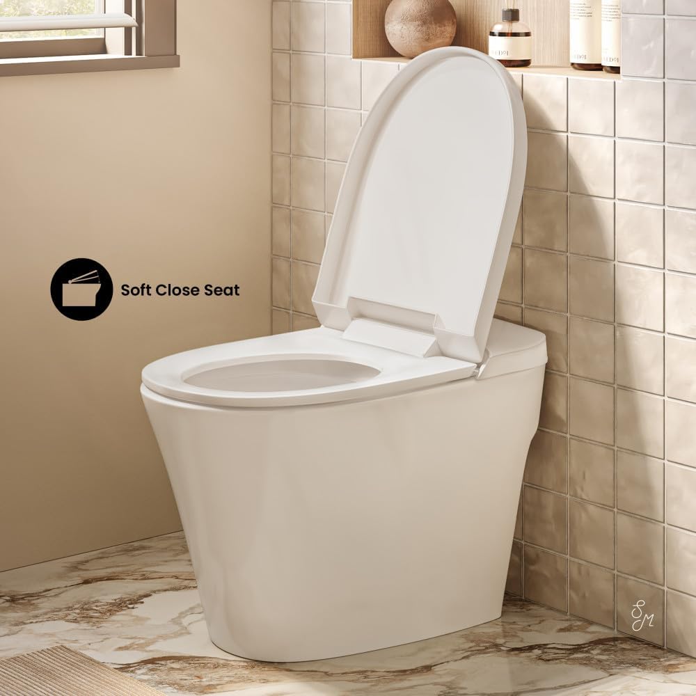 Swiss Madison Hugo H Power Flush Tankless Toilet 7' Back Outlet 1 GPF Non-Electric Toilet with Integrated Tank in Glossy White