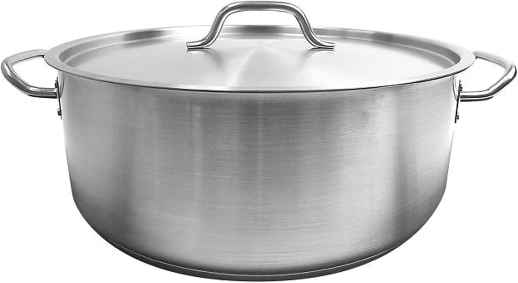 TrueCraftware- 25 Quart Stainless Steel Braiser Pot with Encapsulated Base and Cover - Heavy-Duty Brazier Pot Cookware Braiser for Soup Meat Bread Baking Dishwasher Safe and Oven Safe NSF Certified