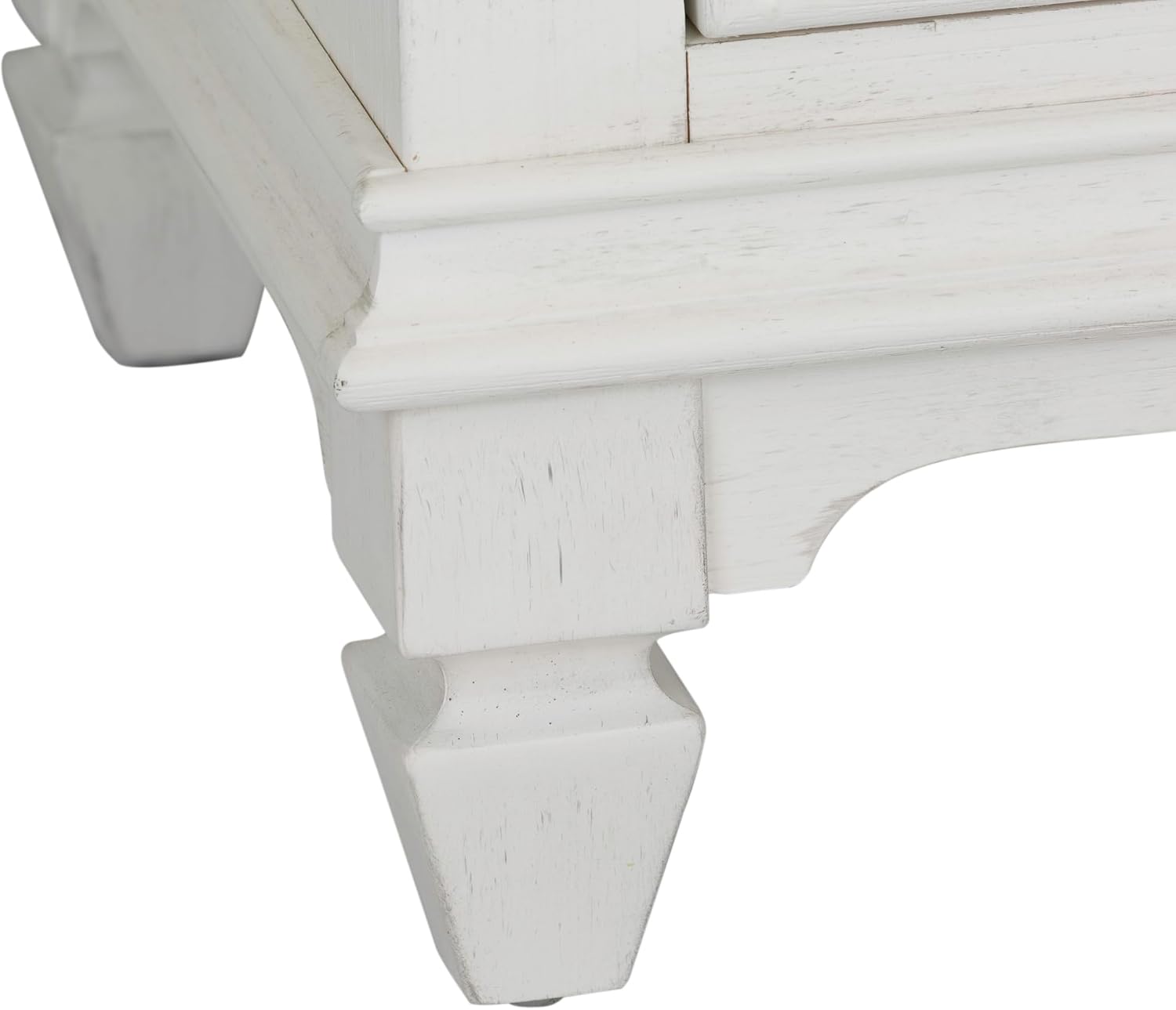Liberty Furniture Allyson Park California King Panel Bed, Dresser & Mirror, Night Stand Cottage Bedroom Furniture Set - Wirebrushed White w/Charcoal Tops