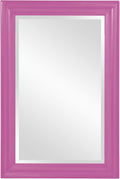 Howard Elliott George Rectangular Glossy Hot Pink Wall Mirror, Rectangle Hanging Wood Framed Vanity Mirrors for Home Decor, Living Room, Bathroom, Bedroom, or Hallway, 24 x 36 Inch