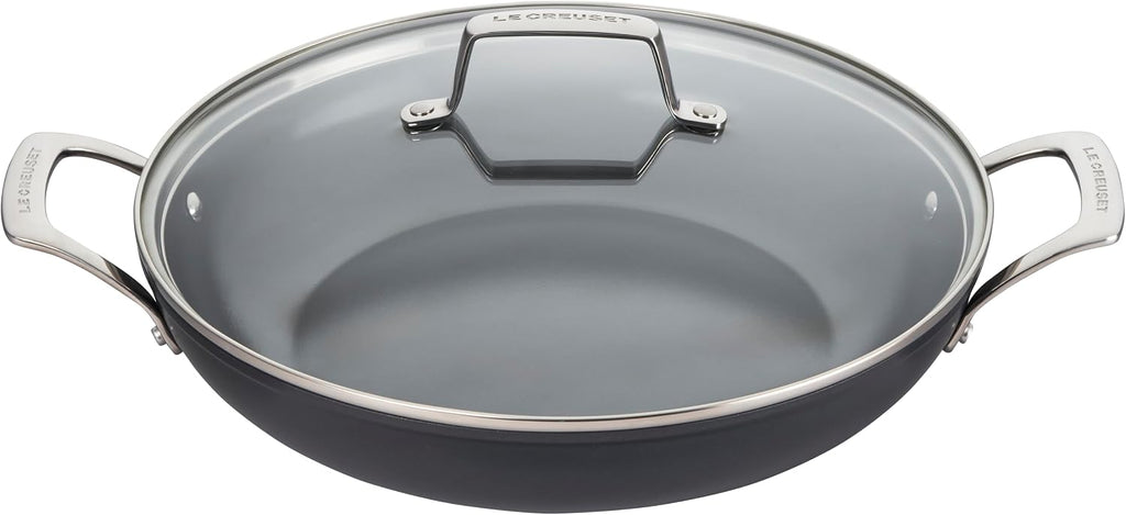 Le Creuset Essential Non-stick Ceramic Shallow Braiser with Glass Lid, 3.9 qt.