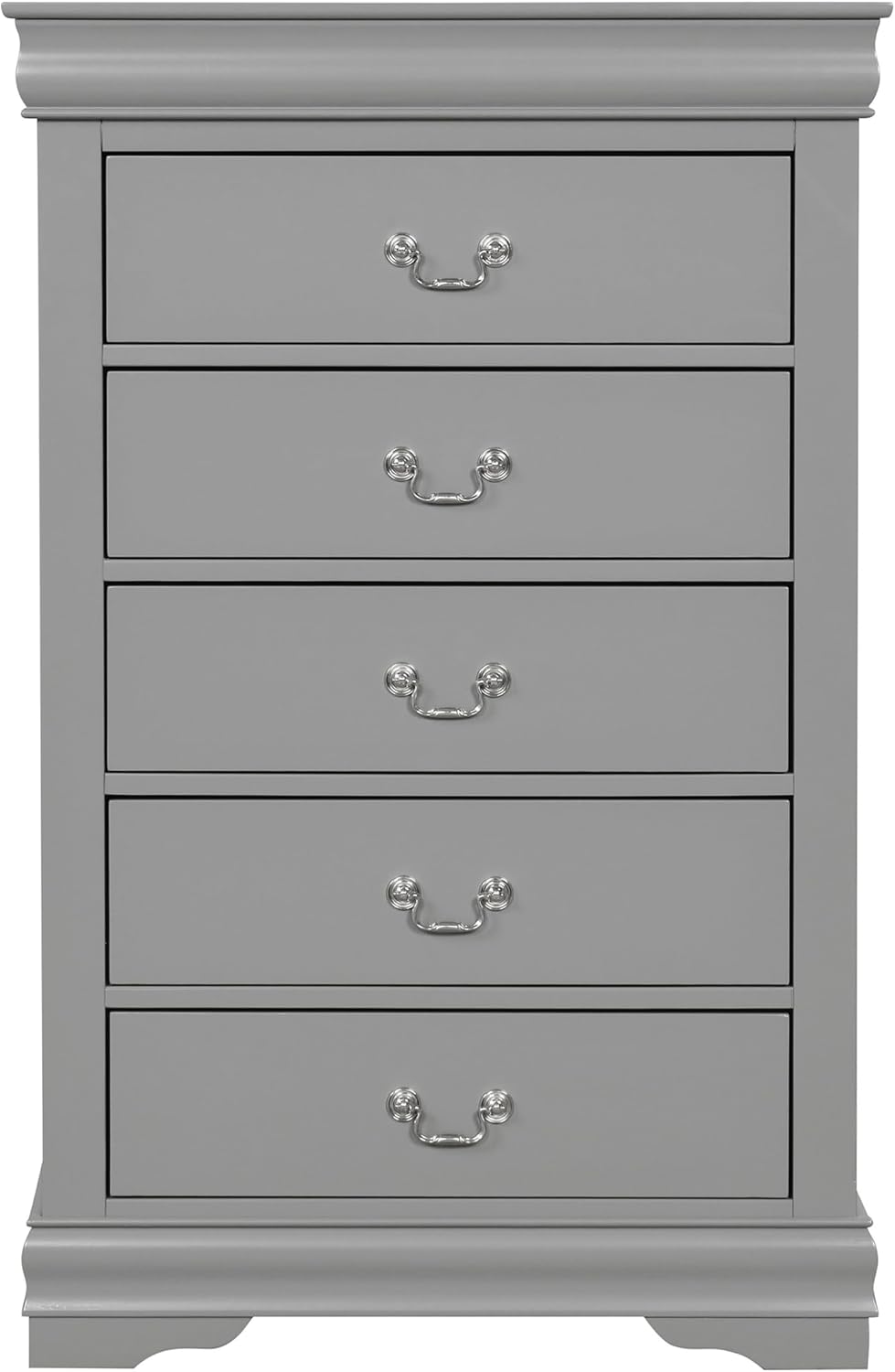 Furniture of America Louis Philippe Traditional Solid Wood 3 Piece Bedroom Set, Bed Frame, Nightstand, and Chest, Sleigh Design Bedframe with Headboard and Footboard, Box Spring Needed, Twin, Gray