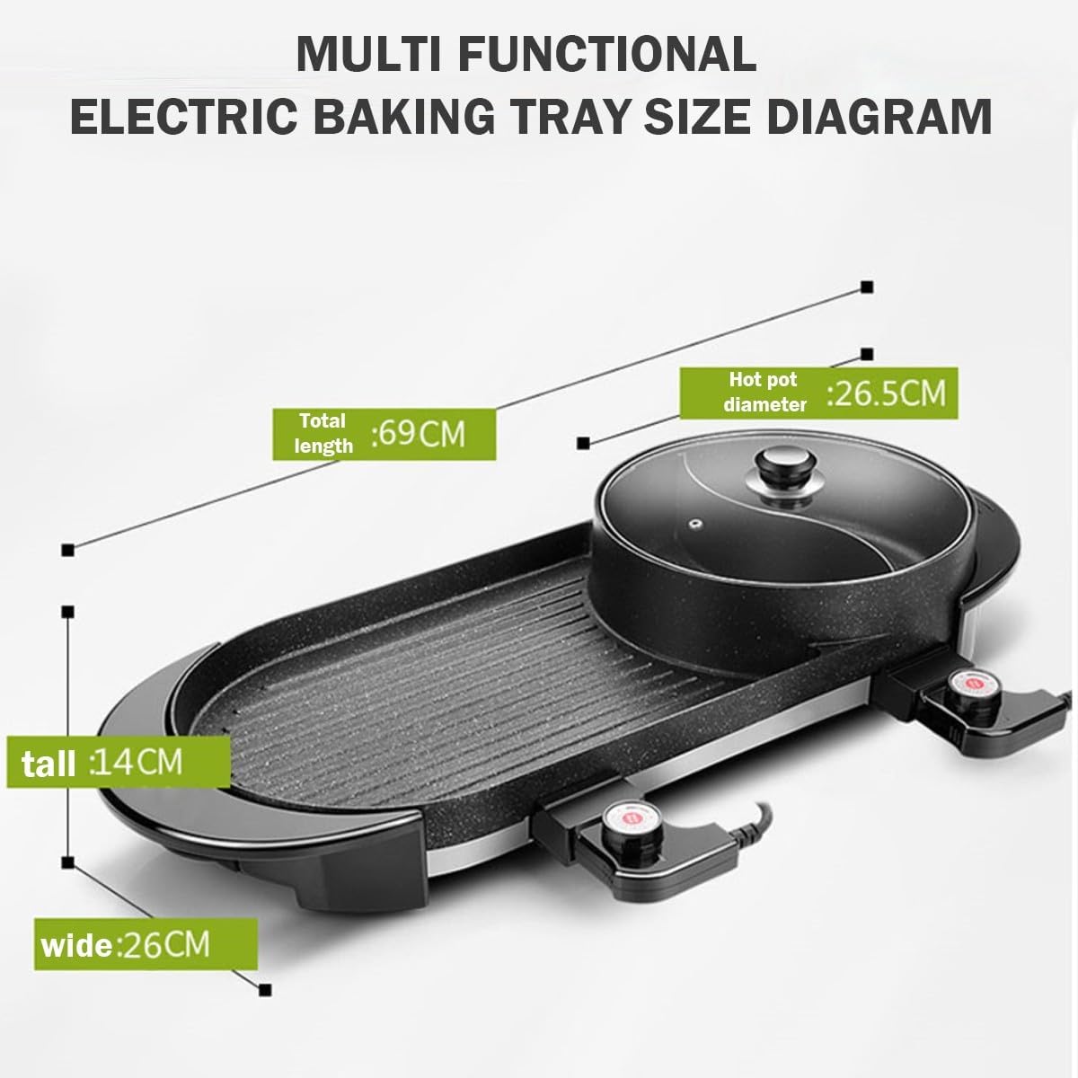 Electric Flat Top Grill, Electric Griddle, Flattop Grills Indoor Safely Washable, Suitable for Frying Grilling Stir Frying(Black,69 * 26 * 14)