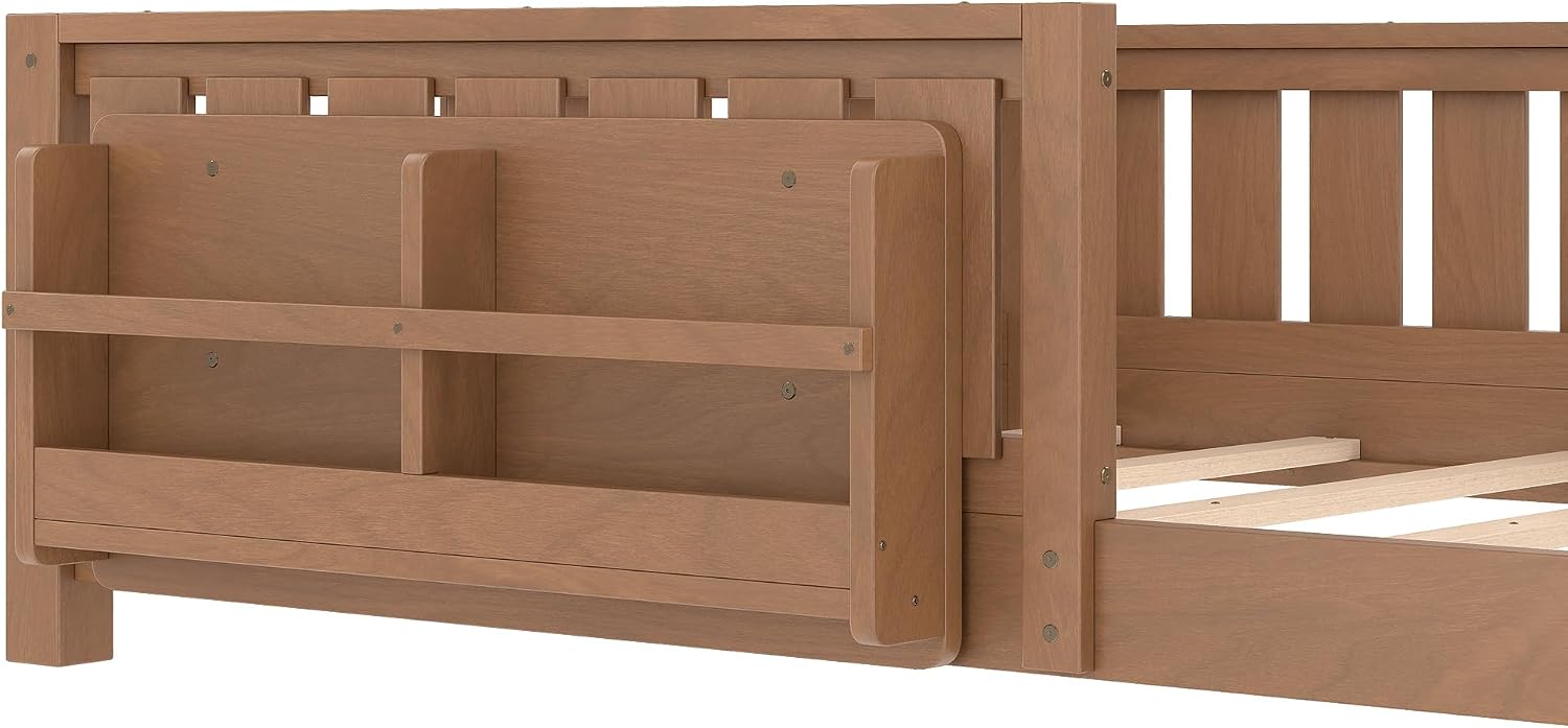 Bellemave Full Size Floor Bed with Slats and Safety Guardrail
