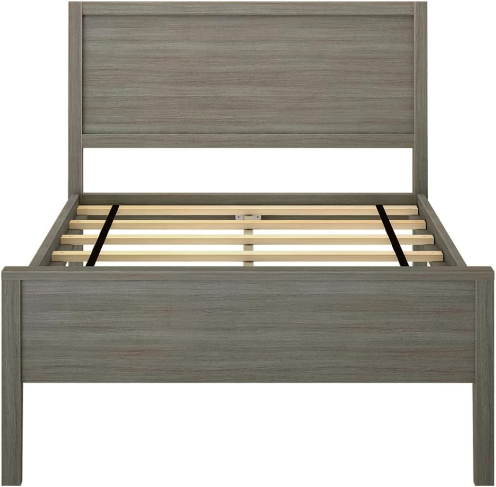 Max & Lily Twin Bed, Solid Wood Twin Bed Frame with Panel Headboard, Kids Twin Bed with Wood Slat Support, No Box Spring Needed, Clay
