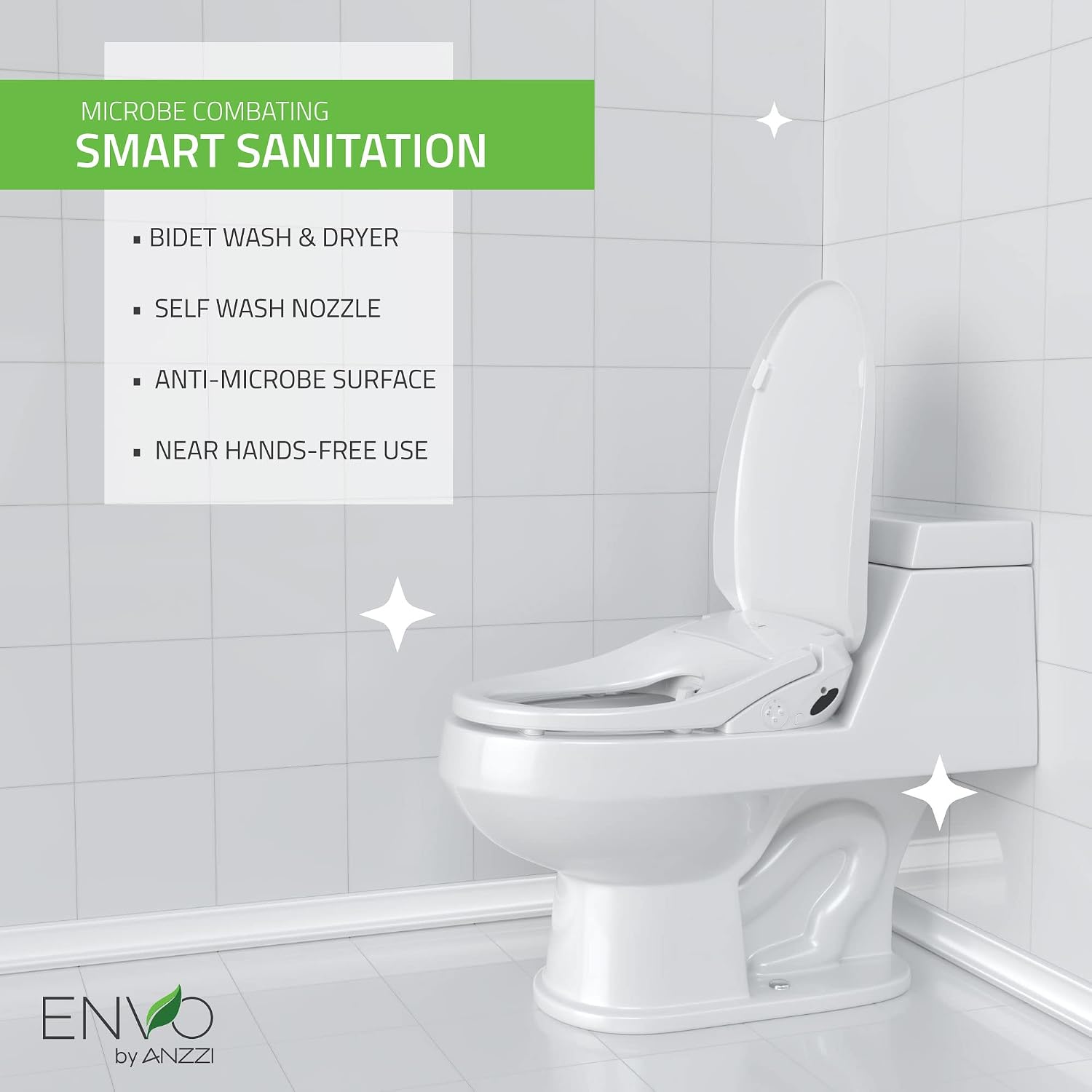 Ember Elongated Smart Electric Bidet Toilet Seat with Remote Control and Heated Seat