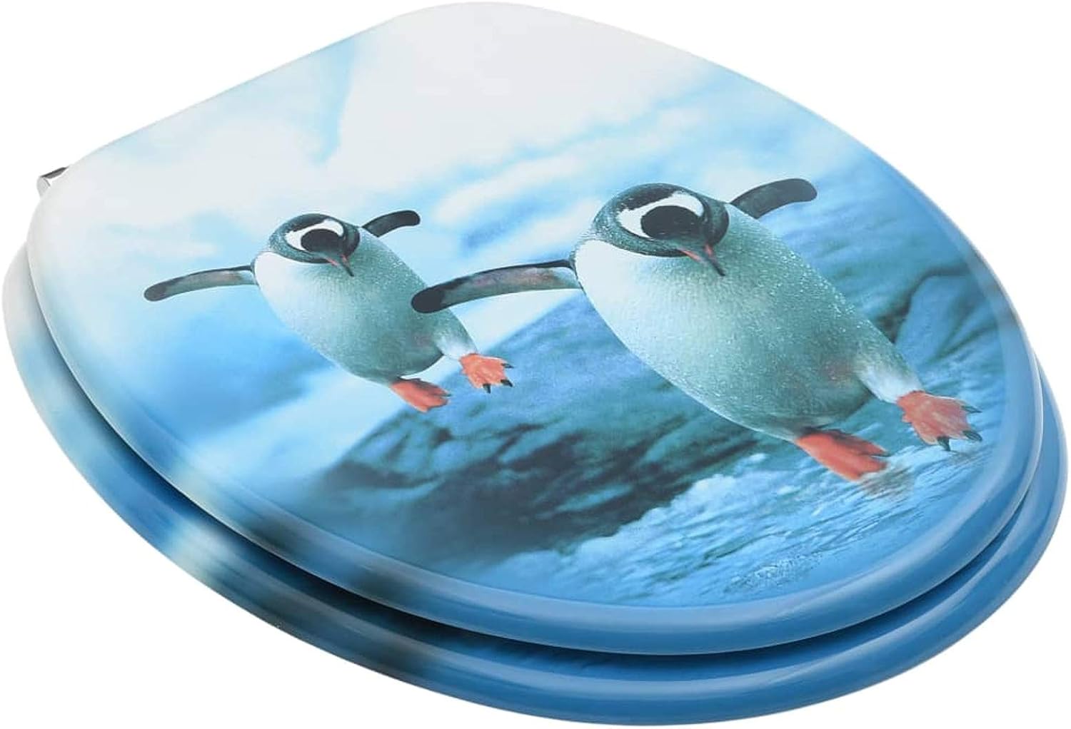 WC Toilet Seats with Lid 2 pcs MDF Penguin Design Toilet & Bidet Seats
