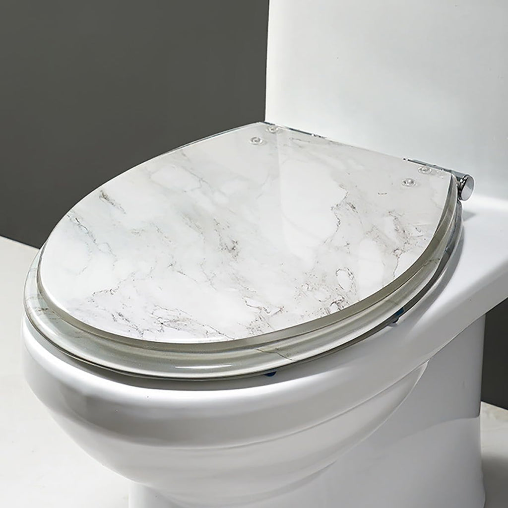 UF Toilet Seat Round Soft Close, White Universal Toilet Seats Cover with Non-Slip Bumpers, Quiet No Slam Toilet Lid, Easy Installation & Clean (White)