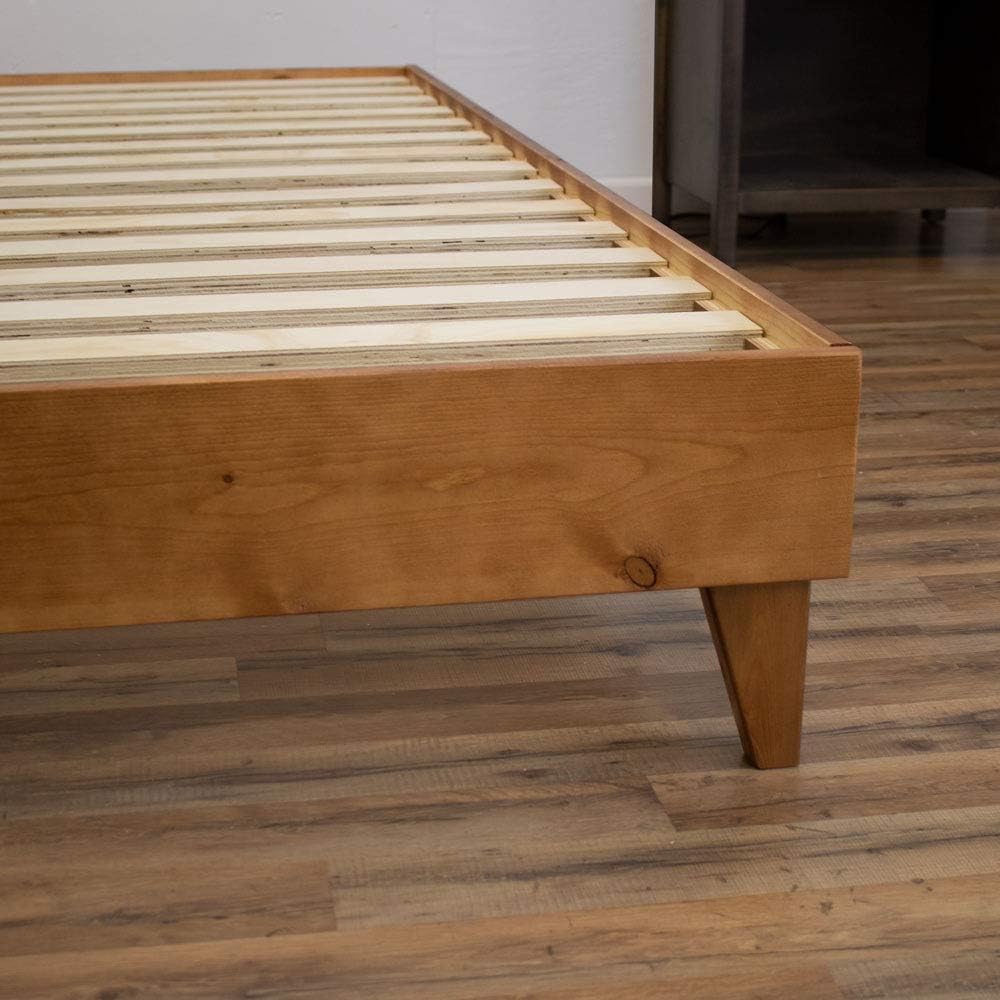 eLuxurySupply Wooden Platform Bed Frame King Size, Almond - Low Profile, No Box Spring Needed, Easy Assembly, Wooden Modern Minimalist Style