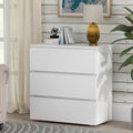 Nightstand with 3 Drawers, Modern Bedroom End Table with No Handle, Wooden Bedside Storage Cabinet, White 30.3' W x 32.3' H