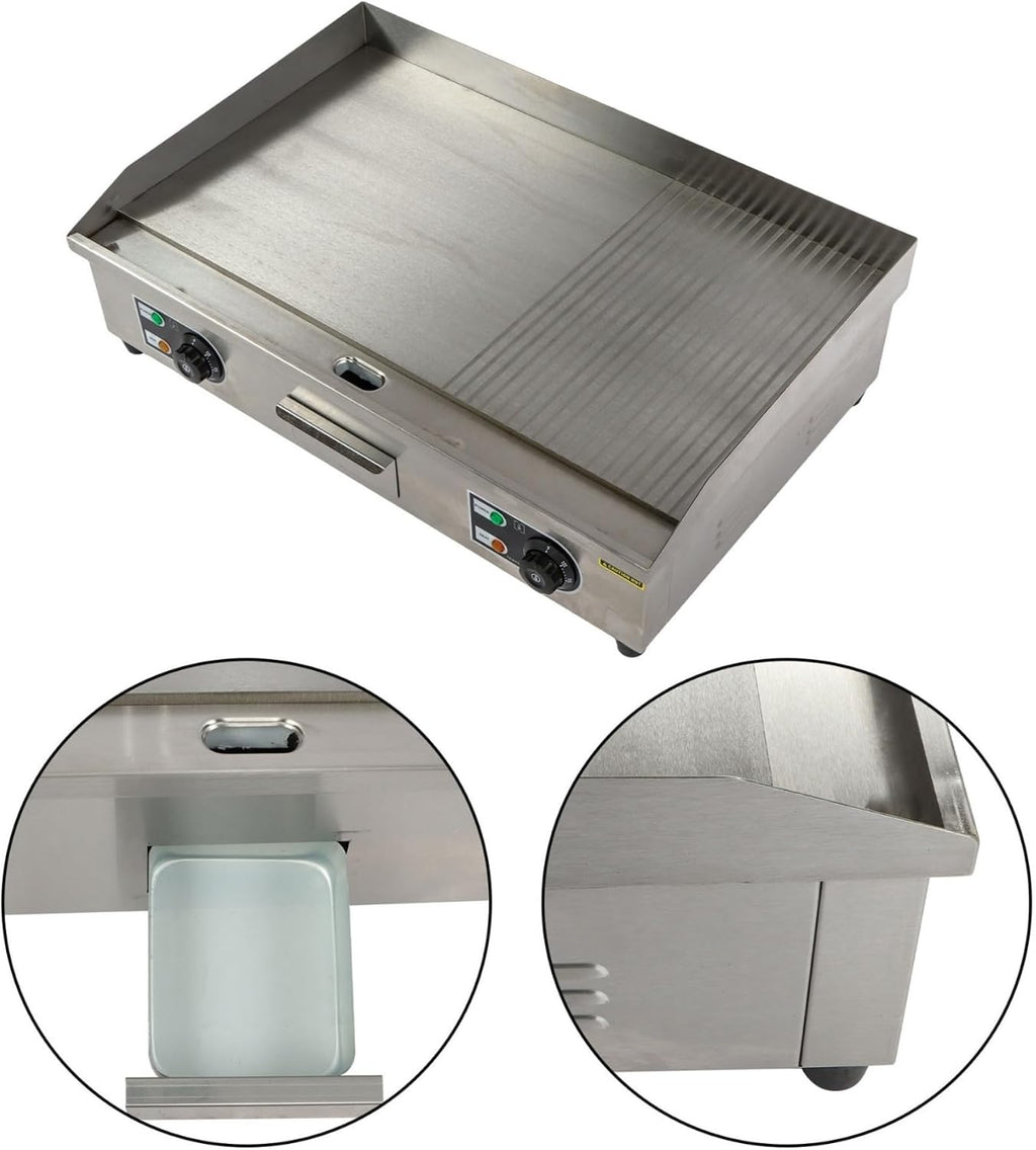 kimllier Commercial Electric Griddle 3000W Countertop Half Flat Top Grill 30 Inch for Restaurants, Shops and Snack Shops