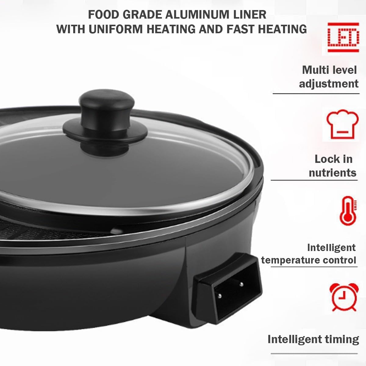 Electric Flat Top Grill, Electric Griddle, Flattop Grills Indoor Safely Washable, Suitable for Frying Grilling Stir Frying(Black,42 * 35 * 17)