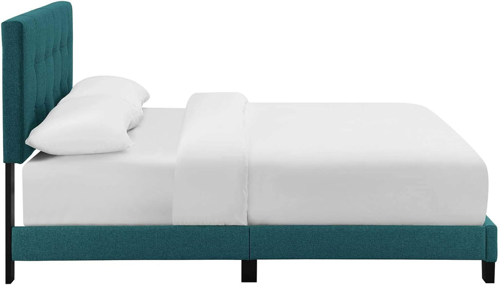 Modway Amira Tufted Fabric Upholstered Full Bed Frame With Headboard In Teal