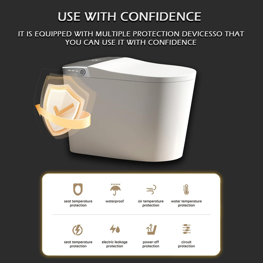 Smart Toilet with Bidet Built in,Bidet Toilet with Elongated Heated Seat,Foot Sensor,Auto Flush,Sprayer and Dryer,One Piece Tankless Toilets for Bathroom(ST016-WBKD)