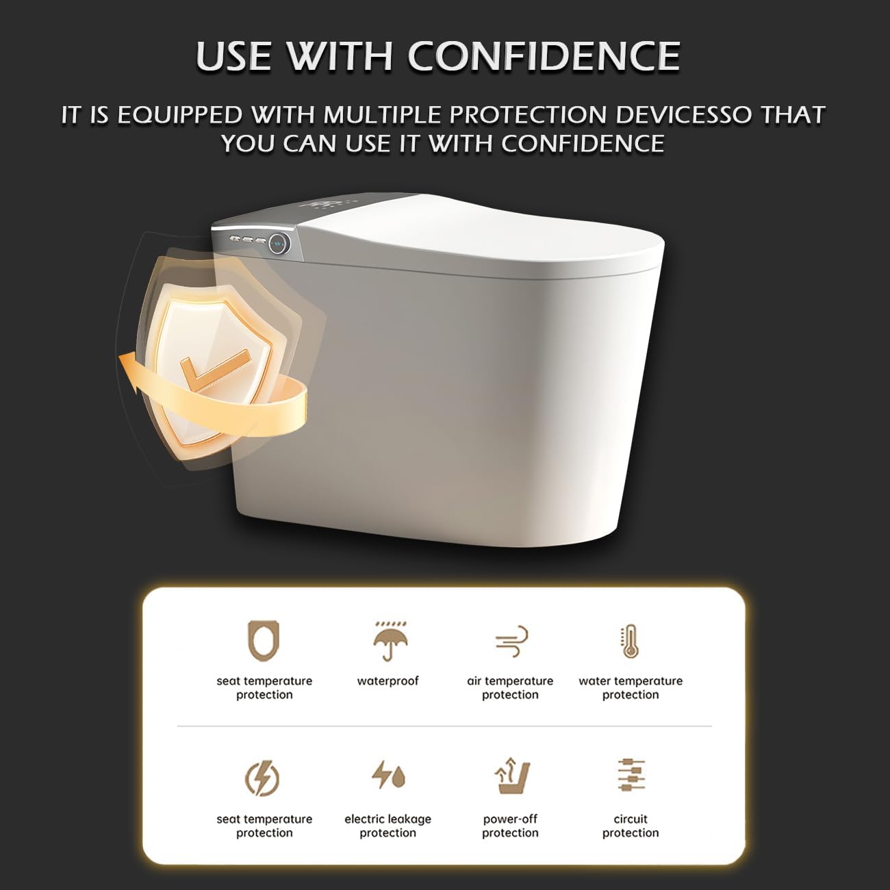 Smart Toilet with Bidet Built in,Bidet Toilet with Elongated Heated Seat,Foot Sensor,Auto Flush,Sprayer and Dryer,One Piece Tankless Toilets for Bathroom(ST016-WBKD)