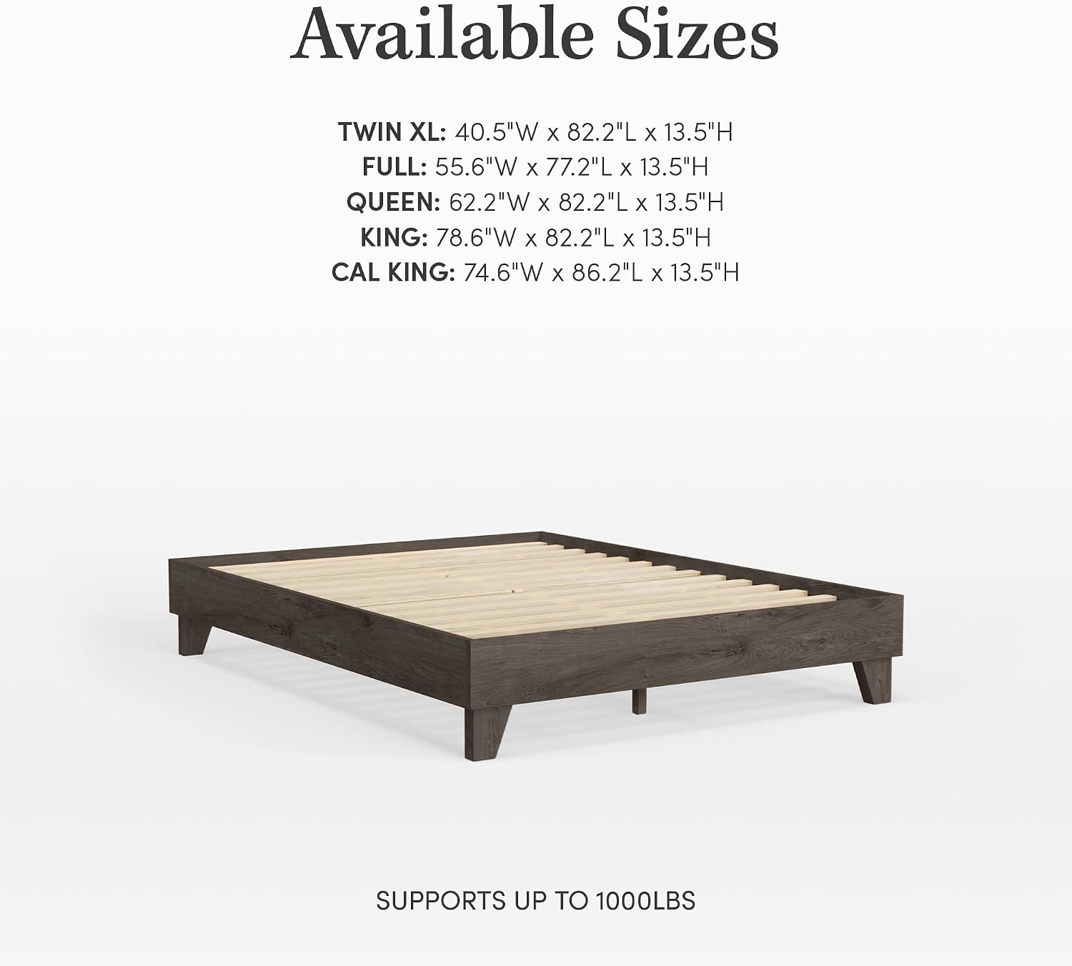 eLuxurySupply Wooden Platform Bed Frame California King Size, Black - Low Profile, No Box Spring Needed, Easy Assembly, Wooden Modern Minimalist Style