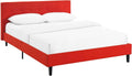 Modway Linnea Upholstered Atomic Red Full Platform Bed with Wood Slat Support