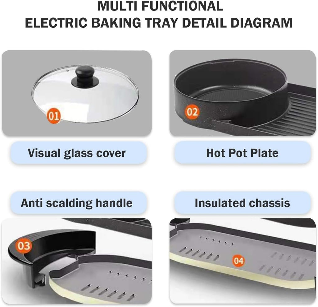 Electric Flat Top Grill, Electric Griddle, Flattop Grills Indoor Safely Washable, Suitable for Frying Grilling Stir Frying(Black,69 * 26 * 14)