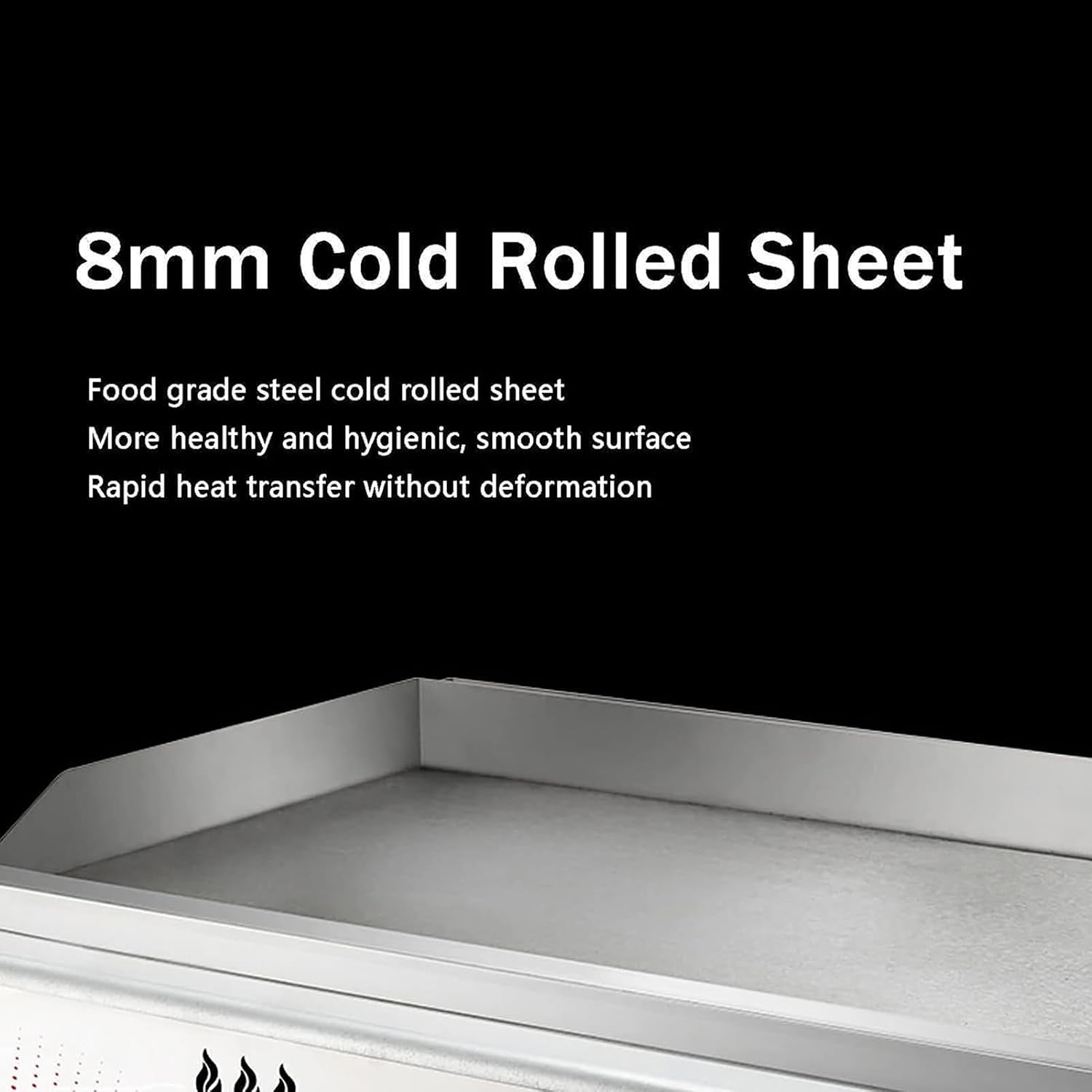 Commercial Gas Griddle, Stainless Steel Flat Top Grill with Adjustable Temperature for Outdoor Catering and Teppanyaki Cooking