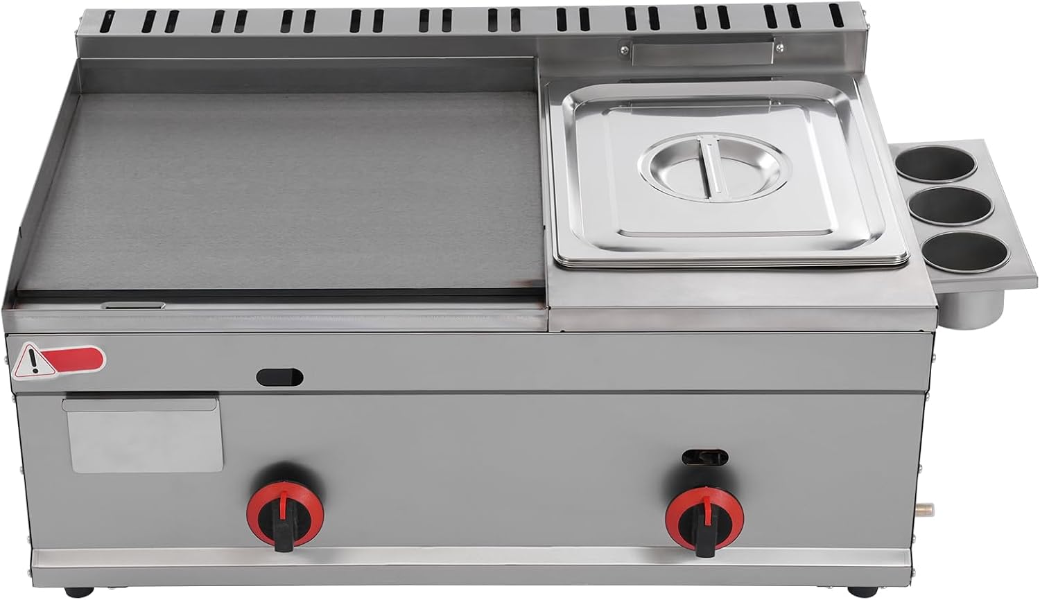 Commercial Flat Top Countertop Gas Griddle, 2.64 Gal 2-in-1 Stainless Steel BBQ Hot Plate Grill and Deep Fryer with Oil Draining Basket for Restaurants, Kitchen, Fast Food Shops, Snack Bars