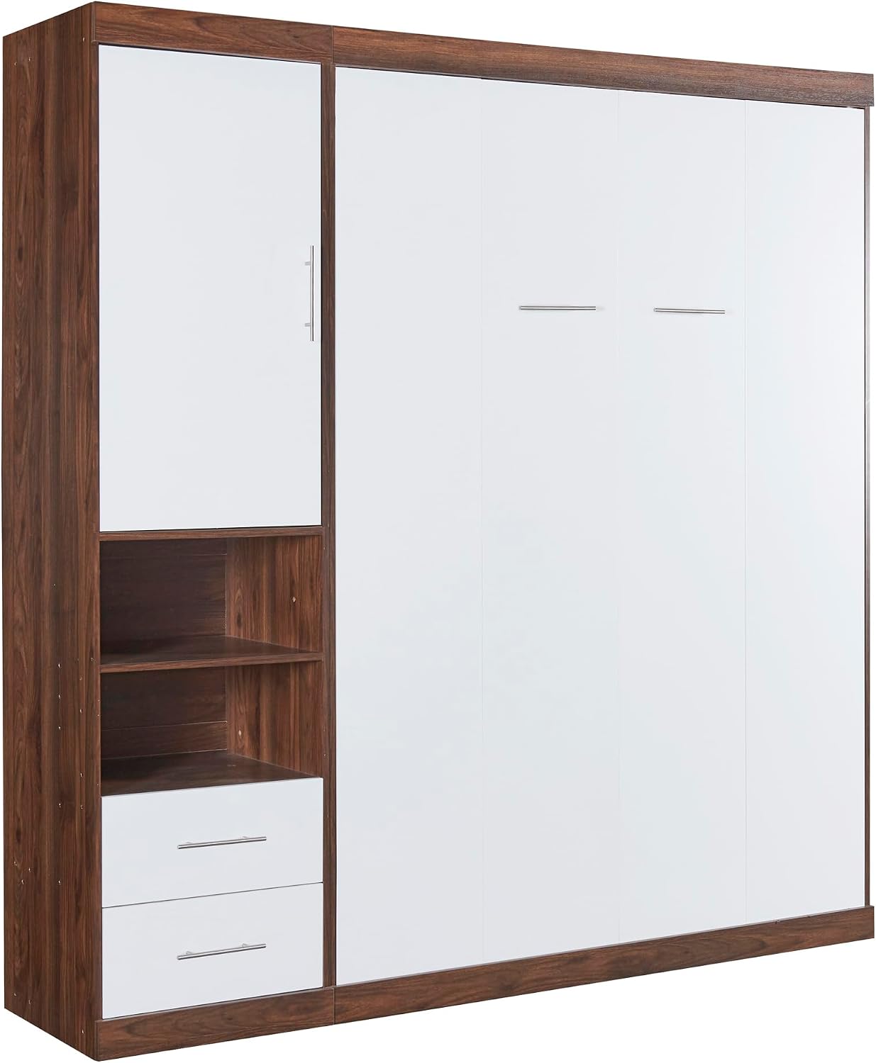 SOFTSEA Full Murphy Bed Cabinet Wood Wall Bed with Storage Can be Folded into Cabinet for Small Space