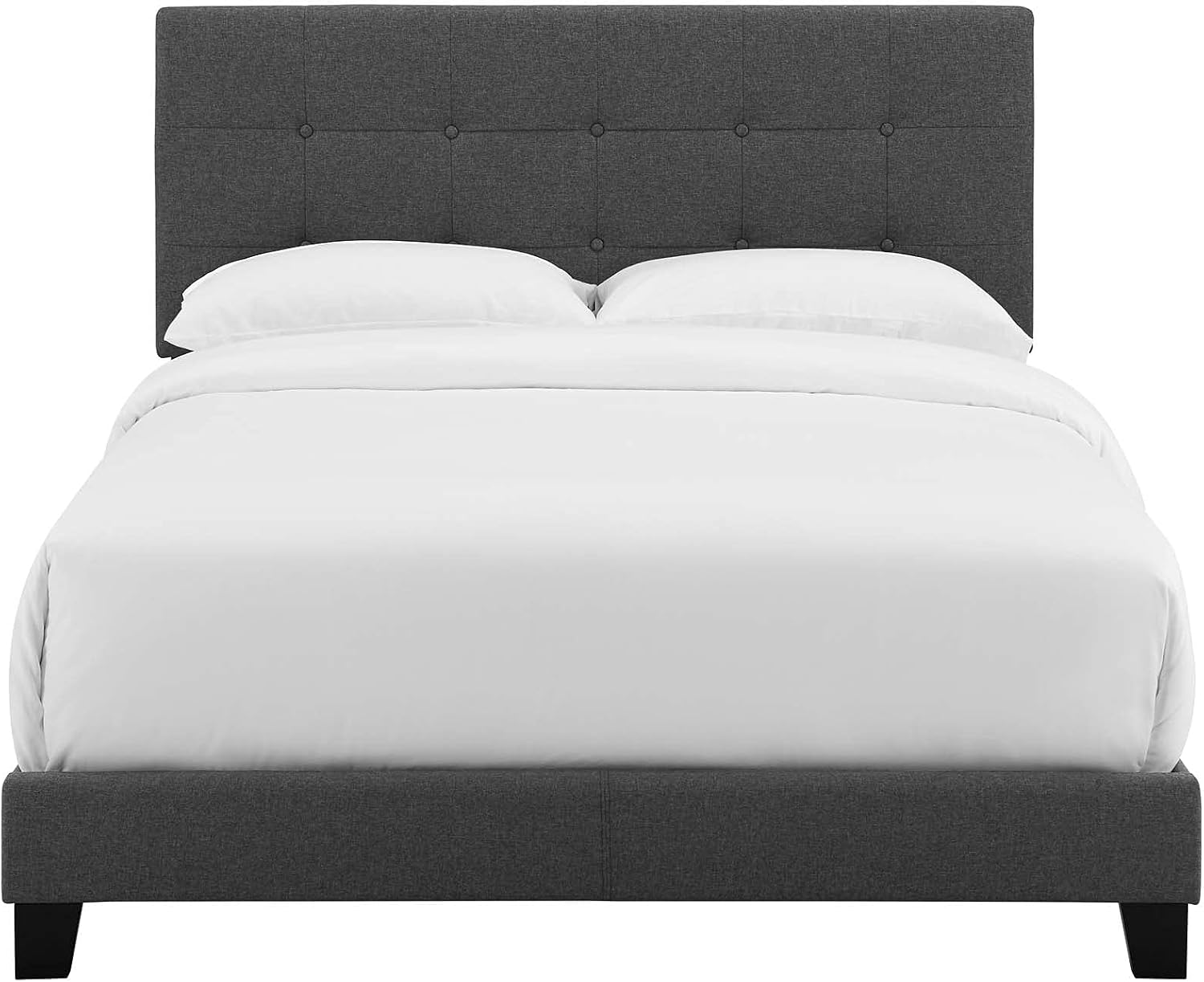 Modway Amira Tufted Fabric Upholstered Full Bed Frame With Headboard In Gray