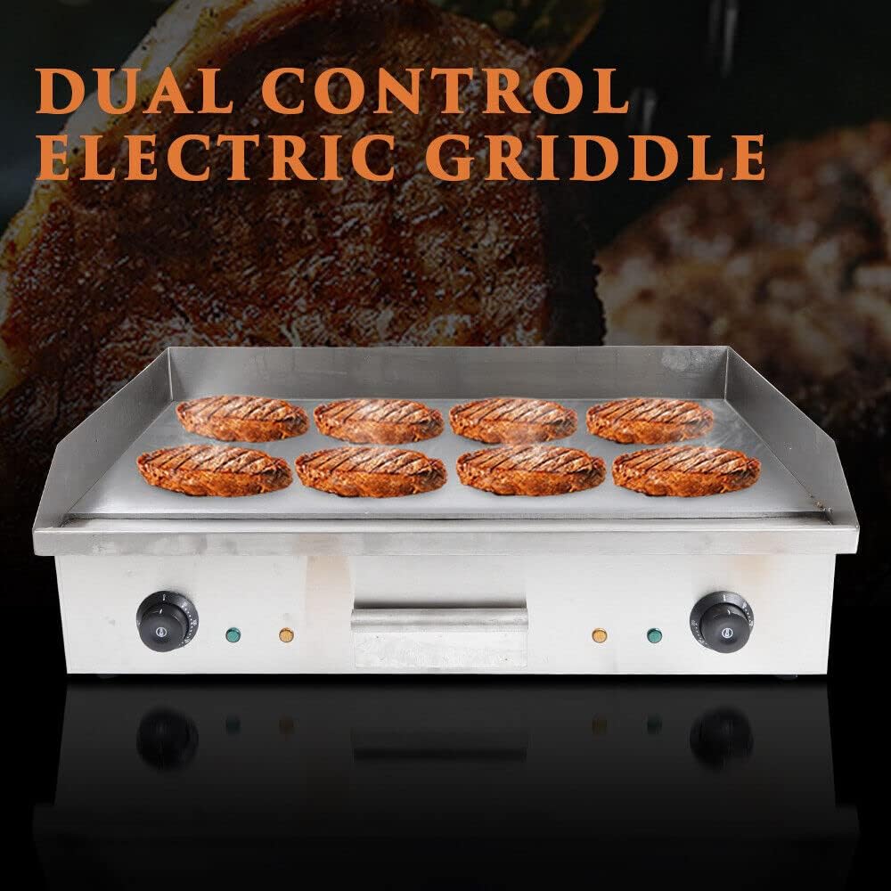 Commercial Electric Countertop Griddle, 4400W Commercial Electric Griddle Flat Top Grill Hot Plate BBQ Grill Countertop Adjustable Thermostatic Control Easy Clean for Kitchen Restaurant