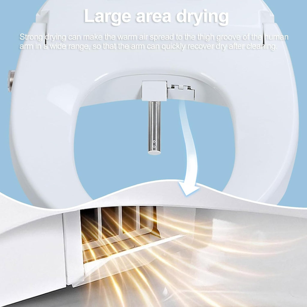 Electric Bidet Toilet Seat, Bidet Attachment for Toilet, Elongated Heated Toilet Seat with Instant Warm Water & Dryer, Self-Clean Nozzle, Automatic Flip Cover US Plug