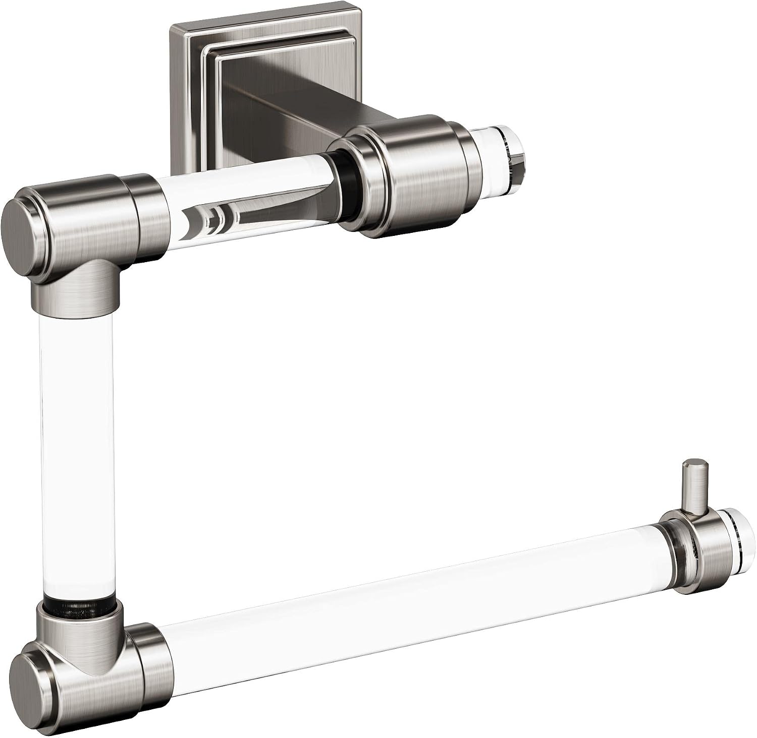 Amerock | Clear/Brushed Nickel | Glacio |Towel Bar | 24 inch (610 mm) | 3 Piece | Bathroom Accessories Set